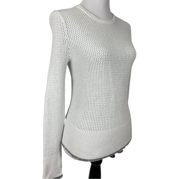 Rag & Bone Women's White Keyhole Crew Neck Stretch Designer Knit Sweater S/C34 - Picture 3 of 15